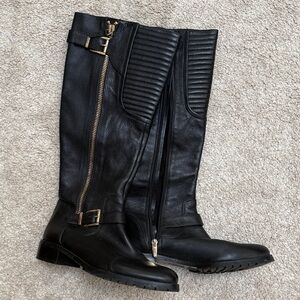 Vince Camuto Black Leather Knee High Boots